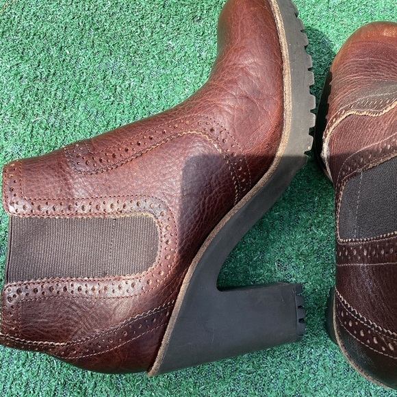 SPERRY TOP-SIDER Claremont Chelsea Maroon / Brown Size 7 Chunky Ankle Boots - Picture 5 of 8